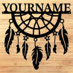 Personalized Dream Catcher Metal Wall Art - Custom Name Iron Sign for Home Decor, 8-30 Inch Black (Style C)