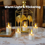 8pcs Battery Operated 1.7" x2.5" Clear Acrylic Remote LED Tea Lights, Flameless 2/4/6/8h Timer Fake Ivory Bulk Votive Candles with Batteries, Flickering Warm Light Pure Plastic Tealights