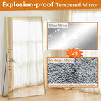 Full Length Mirror, 76"x34" Oversized Floor Mirror Free Standing, Gold Mirror Full Length with Tempered Glass, Large Full Body Mirror for Bedroom Living Room Home Gym