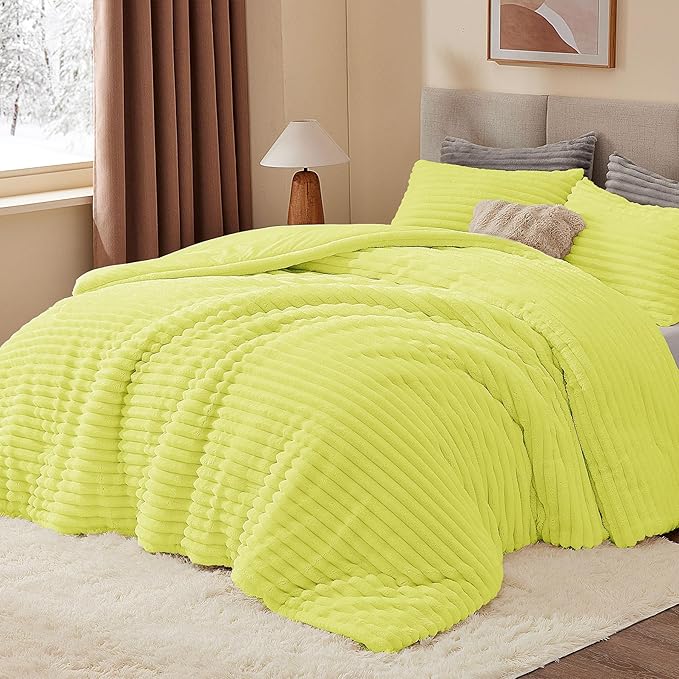 BEDELITE Fleece Twin Comforter Set -Super Soft & Warm Fluffy Charlock Bedding, Luxury Fuzzy Heavy Bed Set for Winter with 1 Pillow case