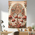 Ambesonne Hippie Tapestry, Psychedelic Aura Leaves and Eye Ornate Tree Art with Mushrooms and Snake, Fabric Wall Hanging Decor for Bedroom Living Room Dorm, 30" X 45", Dark Pink Reseda Green
