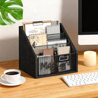 Magazine Holder, Wood Magazine Rack Floor, Mail Organizer Countertop, Magazine Mail Holder Sorter, Record Holder for Magazines, Books, Newspapers, Tablets, Black MR02BB