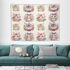 VUMIVI Watercolor Flower Cat Tapestry Colorful Cartoon Cute Animals Butterflies Abstract Art Print Tapestry Wall Hanging for Living Room Bedroom Dorm Classroom Aesthetic Decor W80xL60in