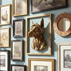 JJALIGHTS Animal Heads Wall Decor Doberman Resin Animals Sculptures Dobie Head Wall Hanging Decoration Imitation Copper vintage Wall Sculpture for Living Room Bedroom Office