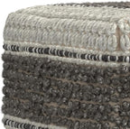 SIMPLIHOME Grady Square Pouf - 18 inch Wide Wool and Cotton Handloom Woven Ottoman in Earth Tone Brown, Contemporary Footstool or Extra Seating for Living Room with Polystyrene Bead Filling, Assembled