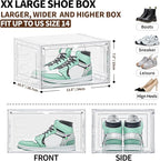 6 Pack XX Large Shoe Organizer, Heavy-Duty Hard Thicken Plastic Clear Stackable Shoe Storage Box Organizer for Closet, Space-Saving Shoe Rack Display Case Bin Containers for Sneakers, Clear