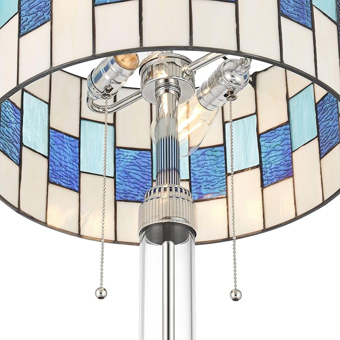 Robert Louis Tiffany Andra 60" High Art Glass Drum Shade Floor Lamp
