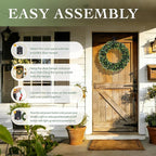 Solar Spring Wreath for Front Door Pre-lit 16inch 30LED Wreaths Spring Summer Decor for Outside Aftificial Holly Wreaths Home Decorations Wreath for Wall Festival Decor