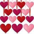 Syhood 12 Pcs Valentine's Day Felt Heart Ornaments Hanging Tree Decor for Wedding, Anniversary, Christmas Party Supplies, Winter Home Decorations(Pink. Red and Rose Red,Solid Color Style)
