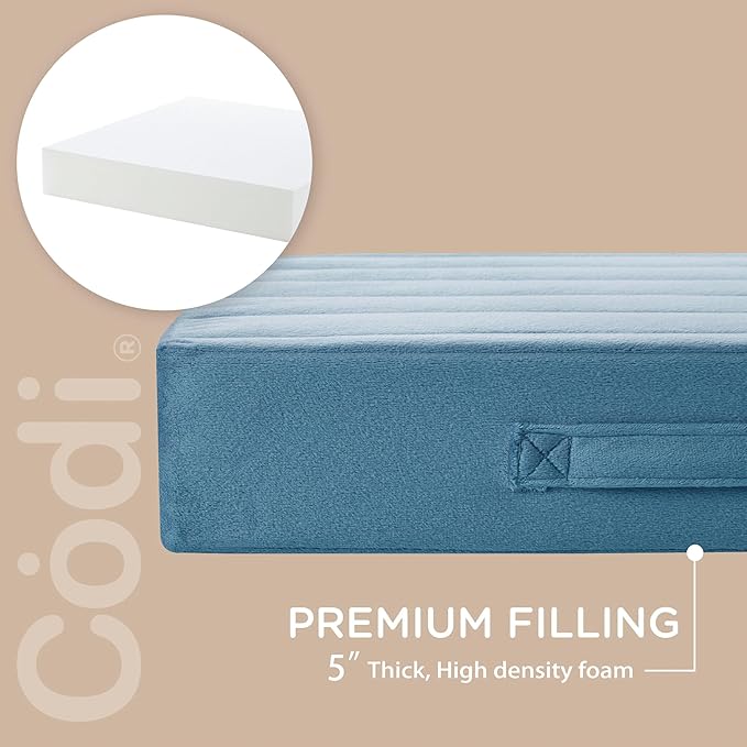Codi Thick Replacement Couch Cushions 2 Sets, Upholstery Foam with Washable Covers for Sofa Cushion Chair Meditation - 24 × 24 × 5 Inch, High Density Foam, Blue