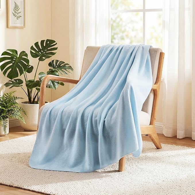 Shimeyao 24 Packs Fleece Throw Blanket Soft Warm Lightweight Fleece Blanket Cozy Throw Bulk for Bed Couch Sofa Home Office Wedding Gifts Suitable for Seasons, 50 x 60 Inches(Powder Blue)