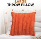 Cheer Collection Fall Decorative Throw Pillows for Couch – Set of 2 Faux Fur Fall Pillows for Couch, Cozy Fall Couch Pillows for Living Room or Bed, Soft, Rust Accent Pillows, 22"x22"