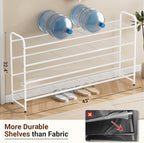 KEETDY 4-Tier Long Shoe Rack for Closet Floor, Wide Shoe Organizer Storage, Stackable Shoe Rack for Entryway Metal Shoe Shelf for 30 Pairs Men Sneakers with Wire Grid for Bedroom, White