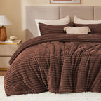 BEDELITE Fleece Twin Comforter Set -Super Soft & Warm Fluffy Hot Chotolate Bedding, Luxury Fuzzy Heavy Bed Set for Winter with 1 Pillow case