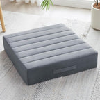 22 inches Floor Pillow for Adults - Large Meditation Cushion with Thick Foam & Soft Tufted Cover - Premium Outdoor Square Floor Cushion Seat - Yoga Pillows for Sitting On Floor - Dark Gray