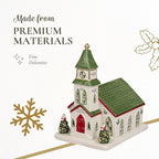Spode Christmas Tree Miniature Christmas Village Figural Decoration, LED Lighted Christmas Village Set, Ceramic Holiday Decor - Dolomite Christmas Collectible for Indoor Display (Church)