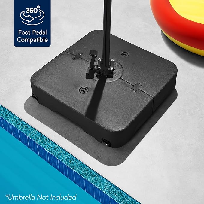 Best Choice Products 330lb Mobile Cantilever Offset Patio Umbrella Base, Universal Fit Heavy-Duty Outdoor Portable Stand w/Wheels Locks, Fillable Weights Set - Black