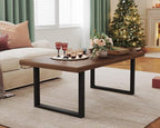 IBF Walnut Coffee Table, Minimalist Wooden Living Room Table, Modern Simple Rectangle Center Table, Vintage Rustic Wood and Metal Cocktail Tea Coffee Table for Home Bedroom Office, Walnut, 39 Inch