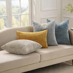 decorUhome Spring Mustard Yellow Chenille Throw Pillow Covers 12x20 Set of 2 Textured Soft Cozy Slubby Couch Pillow Covers Modern Farmhouse Boho Decorative Pillow Cases for Bed Sofa Living Room