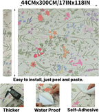 Peel and Stick Wallpaper - 17.5x118in Bloom Vintage Flower Vinyl Wallpaper for Home Deco