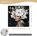 YPGEAME Vintage Wall Art, 3D Oil Texture Paintings Wall Decor, Floral Woman Wall Art, Room Aesthetics Decorative Modern Floral Art Women for Living Room, Bedroom, Office, 40x40 in