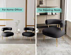 Mid Century Sherpa Boucle Accent Chair, Round Upholstered Barrel Arm Chair for Small Spaces, Fluffy Side Corner Sofa Chair for Living Room, Bedroom, Vanity, Office, Reading Nook(Black)