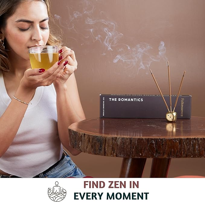 Folkulture Incense Sticks (120 Sticks) | Set of 6 Premium Romantic Incense for Valentine Day Aromatherapy Gifts| No Charcoal, Organic, Non Toxic, 45 Mins, Long Burning Rose, Honey, Oud Insence-Sticks