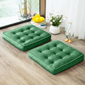 Floor Pillow Set of 2, Memory Foam Meditation Cushion, Floor Cushions for Adults Sitting, Large Square Seat Cushions for Yoga, Living Room, 22x22 Inch (Green)