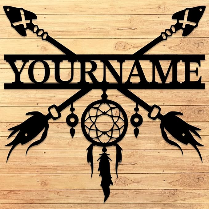 Personalized Dream Catcher Metal Wall Art - Custom Name Iron Sign for Home Decor, 8-30 Inch Black (Style I)
