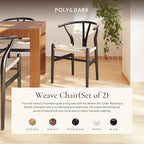 Poly & BARK Weave Dining Chairs – Mid-Century Modern Wishbone Dining Chairs with Arms, Solid Wood Frame, Indoor Use – Black – Set of 2 - Ideal for Dining Room, Kitchen or Stylish Accent Setting