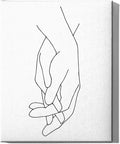 Holding Hands Wrapped Canvas Wall Art Interlocking Fingers Connection 11x14 Inch Gallery Stretched Modern Aesthetic Home Art Decor