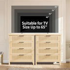 GarveeHome Fluted 4 Drawers Dresser for Bedroom, 35.4 in Tall Chest of Dressers for Closet, 4 Fluted Drawers with Metal Handle, Large Clothes Storage Cabinet for Bedroom, Nursery, Living Room, Natural