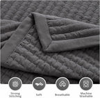 KASENTEX King XL Quilt Set 108"x98" – Soft Washed 3-Layer Lightweight Bedspread, Minimalist Nordic Design, All-Season Spring & Summer Quilt Set (1 Quilt + 2 Pillow Shams),Tornado Dark Grey