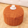 Handmade Unstuffed Ottoman Pouf Cover – Versatile Storage Footstool & Floor Pouf for Living Room, Bedroom, or Wedding Decor | 20" Diameter x 14" Height | Filler Not Included (Burnt Orange)