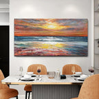 Art Sea Sunset Landscape Modern Abstract Oil Painting Oil on Canvas Wall Art Decoration 30x60 inches