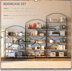 4NM No Assembly Extra Wide Folding Bookshelf for Living Room, 4 Tiers Collapsible Book Shelves Open Industrial Foldable Bookcase Storage Shelf for Home Office - Rustic Brown Black