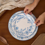 Bico Blue Garden Toile De Jouy Salad Plates Set of 4, 8.75 Inch Ceramic Dessert Plates for Salad, Appetizer, Side Dishes, Microwave and Dishwasher Safe, Gift for Housewarming and Thanksgiving