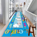Cartoon Hot Air Balloon Children's Rug, 2x10ft, Educational Learning Alphabet Animal Carpets for Living Room, Low Pile Non-Shedding with Non Slip Backing Durable Rug for Kids Teen Floor