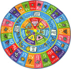 KC Cubs Educational Kids Rug – ABC Alphabet, Seasons, Months & Days Learning Mat – Soft Interactive Carpet for Classroom, Playroom & Bedroom 3x3 Round