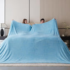 Oversized King Fleece Blanket 120x120 Inches, Seamless Soft Cozy 3D Jacquard Flannel Blanket 10'x10' Extra Large for Bed, Sofa, Couch, Travel & Camping, California King Throw, Baby Blue Leaf