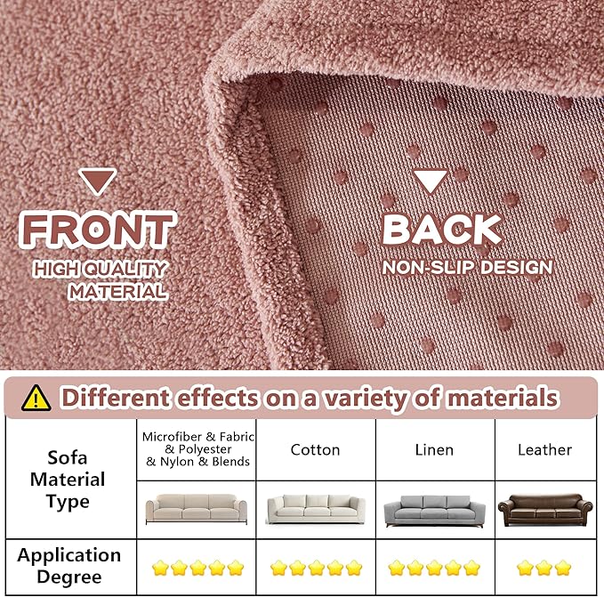 MYSKY HOME Pink Sofa Cover, Couch Covers for Pet Couch Cover, Oversized Couch Covers for 3 Cushion Couch Thick Durable Sofa Covers for Furniture Couch Cover, 71" x 134"