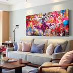 CIRABKY Dance Canvas Wall-Art for Bedroom Girls - Graffiti Wall Art for Living Room - Colorful Pictures Big Poster Size 29" x 59"