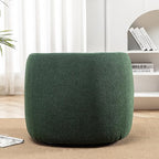 KINWELL 34" Wide Boucle Swivel Barrel Chair with 23" Ottoman Set, Fully Assembled Set of Sherpa Accent Chair and Footrest, Modern Comfy Armchair and Footstool for Living Room and Bedroom, Green