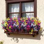 Ivydale 24 Bundles Artificial Flowers for Outdoors Spring Outside Decoration, Faux Silk Petunias White Fake Flowers Bluk Realistic UV Resistant Plants for Outdoor Planters Porch Patio Garden Yard Home