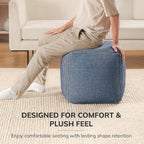 Anji Mountain 100% Handmade & Handcrafted Comfortable Home Décor Pouf Ottoman Footrest for Living Room, Bedroom, Nursery, Kidsroom, Patio Furniture - (20" x 20" x 20" - Sailor Blue)