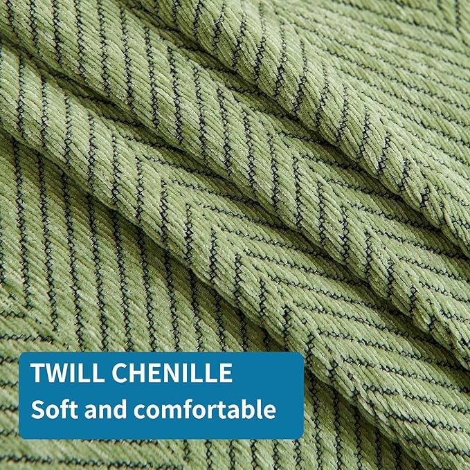 HAOMAIJIA Chenille Couch Cover Sofa Covers for 3 Cushion Couch Washable sectional Couch Covers for Dogs pet Furniture Protector Couch Cover Blanket for Living Room (sage Green, 91"x150")