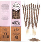 Sagrada Madre 9 pcs Wildly Harvested - Lavender Flowers and Olibanum Incense Sticks, 7" Long - Thick Aromatic Incense Sticks, 100% Natural