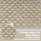 PURE ERA Carpet Stair Treads Tape Free Non Slip Indoor Stair Carpet Stair Protectors Pet-Friendly Non-Slip Skid Resistant Washable Reusable 8" x 30"(14 Pieces,Cream Gray Mini-Diamond Trellis)