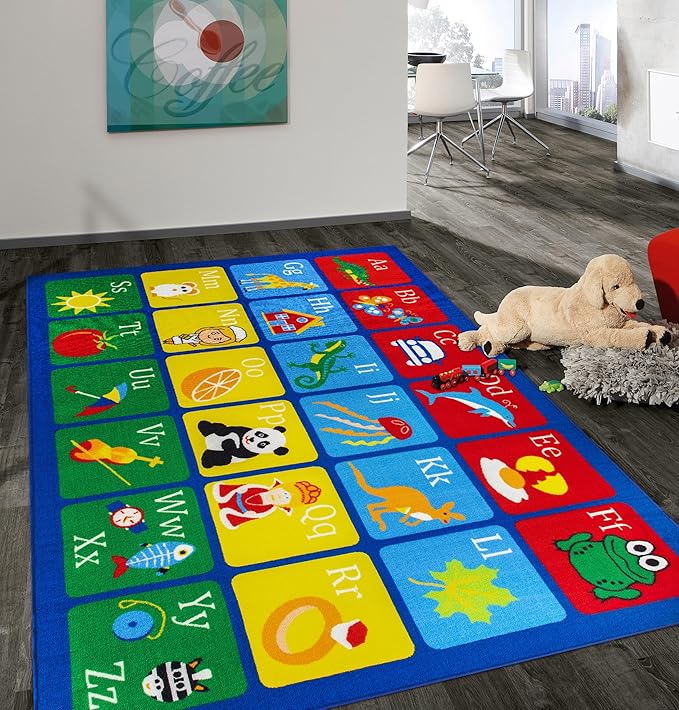 Rugshop Kids Alphabet Educational Learning High Traffic Living Room,Bedroom,Kitchen, Home Office Non Slip Area Rug 5' x 7' Multi