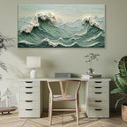 Sea Wave Abstract Green Wall Art For Living Room Artwork Canvas Art Wall Decor Painting Abstract Wall Decor Print Picture For Bedroom Office Hotel Home Wall Decoration 24 X 48 Inch
